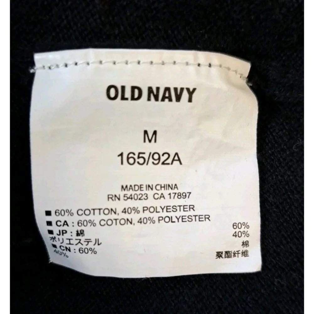 Old Navy Sweater Dress M Black Scoop Neck Ribbed‎ Waist Long Sleeve Cotton Blend